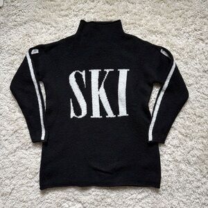 cupcakes & cashmere Black and White 'SKI'  Sweater. Size Sml. Apres Ski FUN!